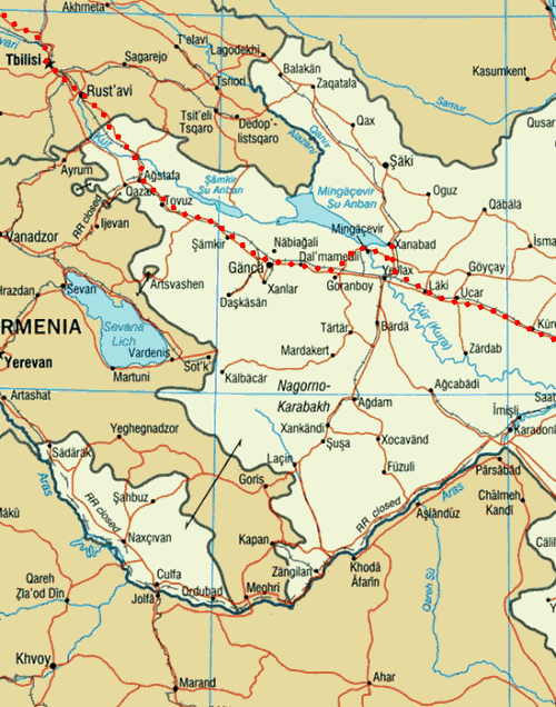 Route through western Azerbaijan