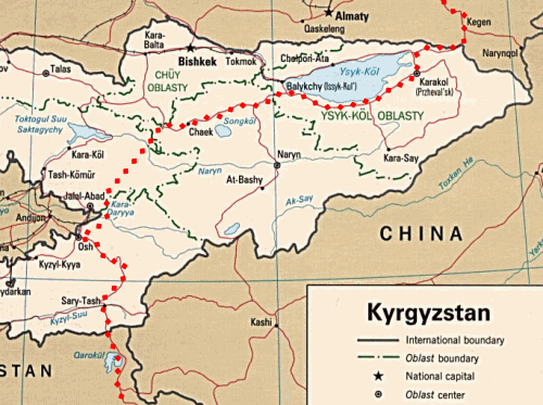 Route through Kyrgyzstan