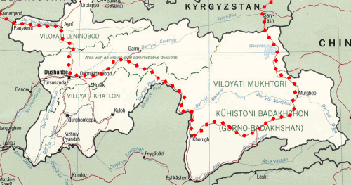 Route through Tajikistan